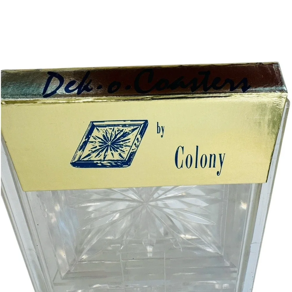 MCM Starburst Acrylic Coasters by Dek-O-Coasters Set Of 8 In Case Starburst VTG‎